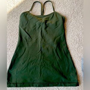 Lululemon yoga racer back tank with built in bra - forest green, size 6